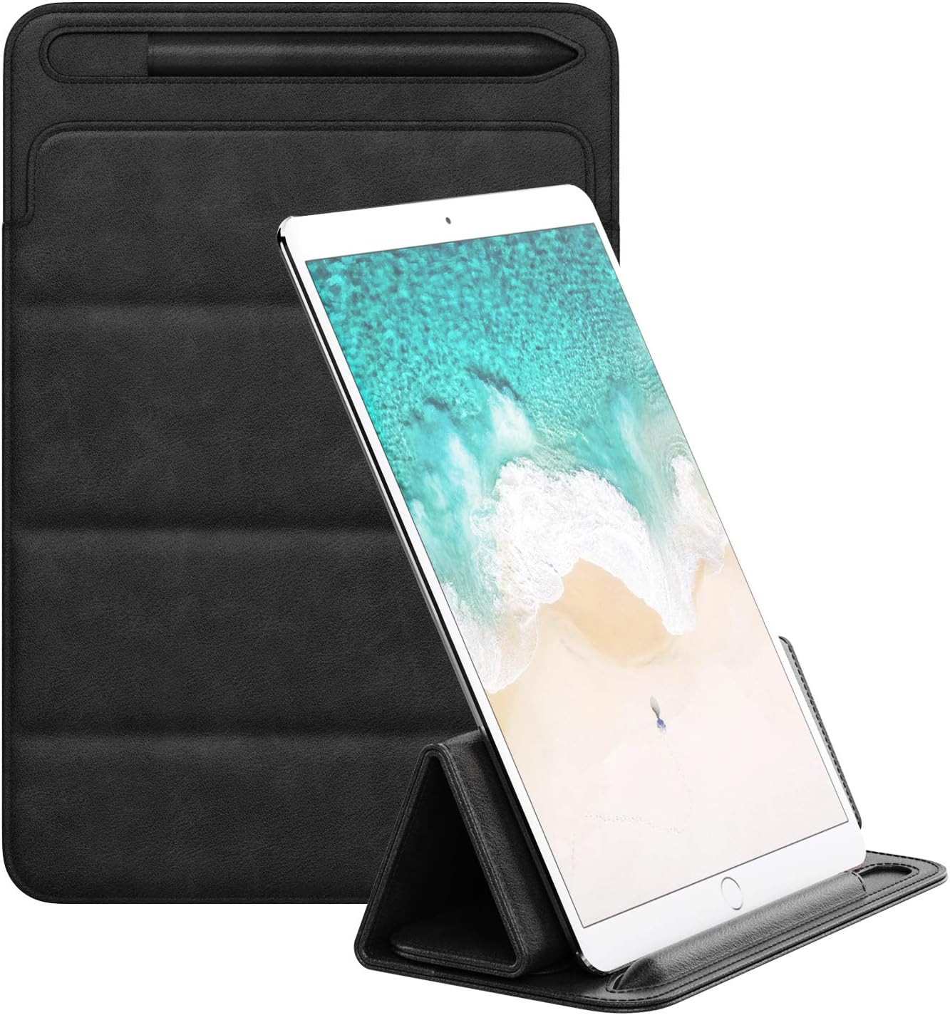 Amazon Com Moko 12 9 Inch Tablet Case Sleeve Compatible With Ipad Pro 12 9 21 18 Ipad Pro 12 9 17 15 Pu Leather Protective Cover Lightweight Tri Fold Stand Pouch Case With Pen Holder Black Everything Else
