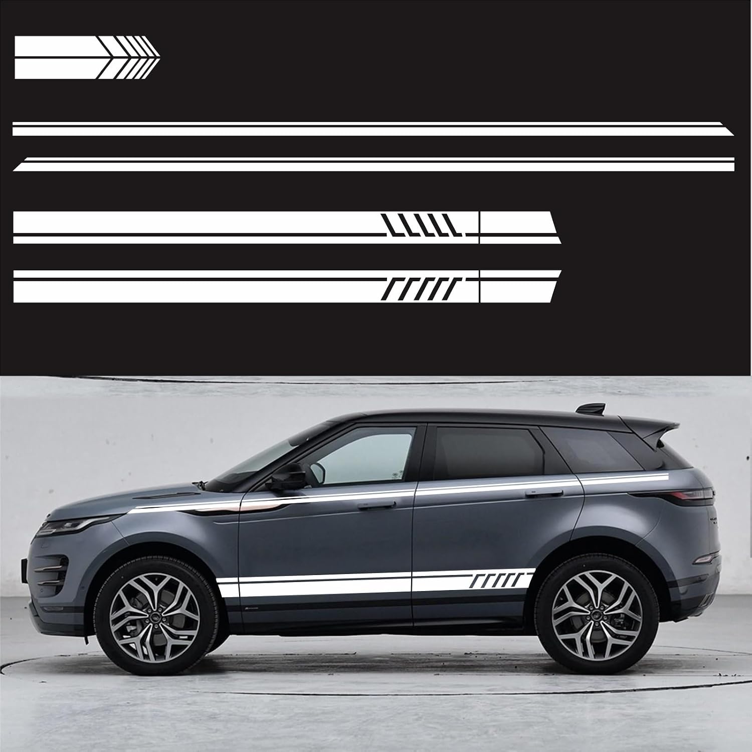 4PCS Sports Racing Stripe Stickers DIY Styling Decorative Door Side Skirt Collision Stripe Vinyl Decals for All Car SUV Off-Road Truck Vehicle Universal Automatic Sticker Accessories (Black)