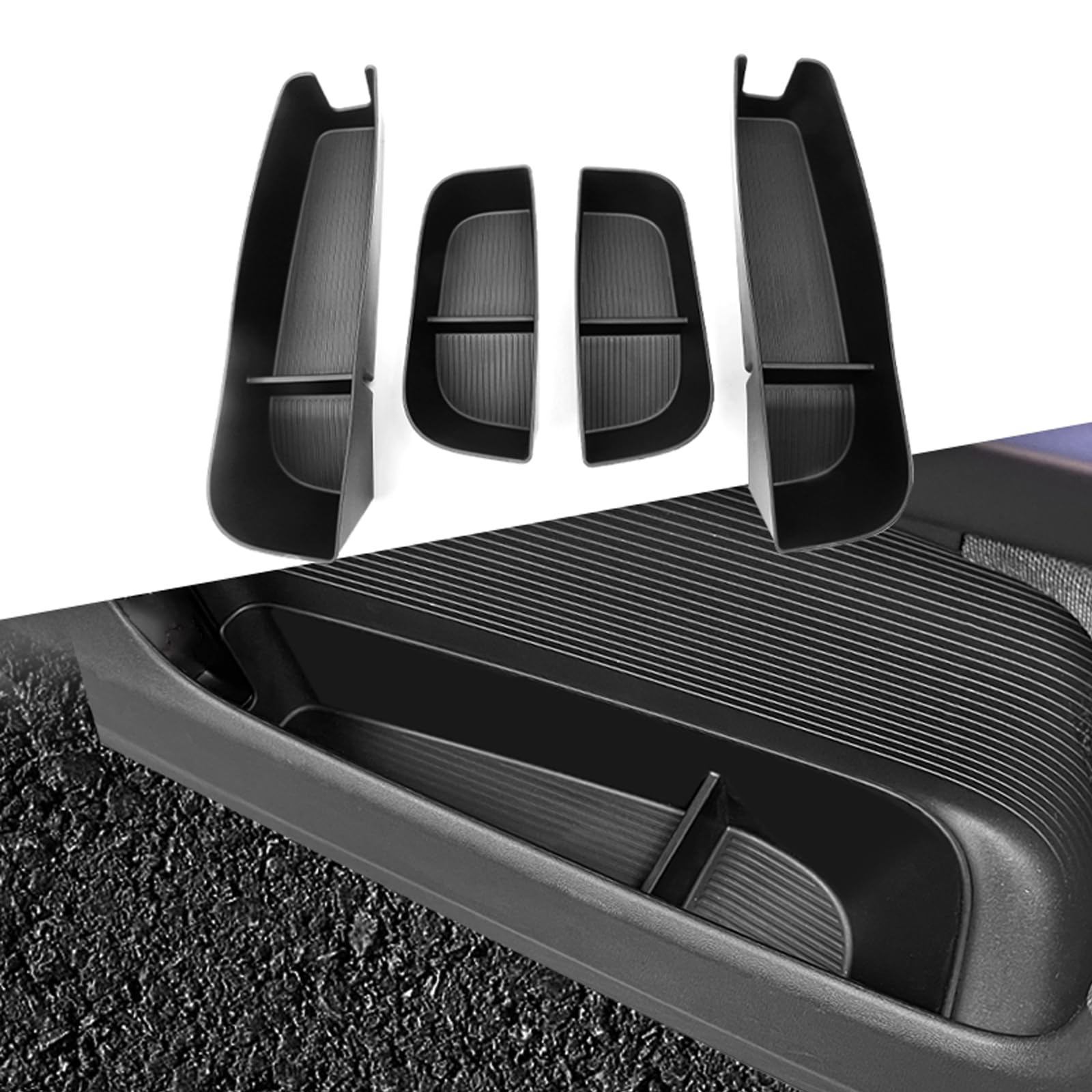 JULIK Boîte de Rangement de Portière Étanche en TPE pour XPeng G6 2023–2025 – Lot de 4, Noir – Organisateur de Porte Antibruit