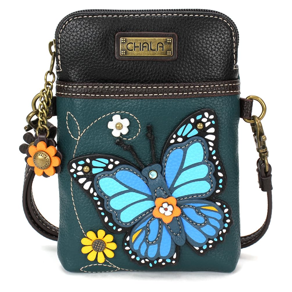 CHALA Garden Animal Collection Cell Phone Crossbody Purse-Women PU Leather Canvas Multicolor Handbag with Adjustable Strap