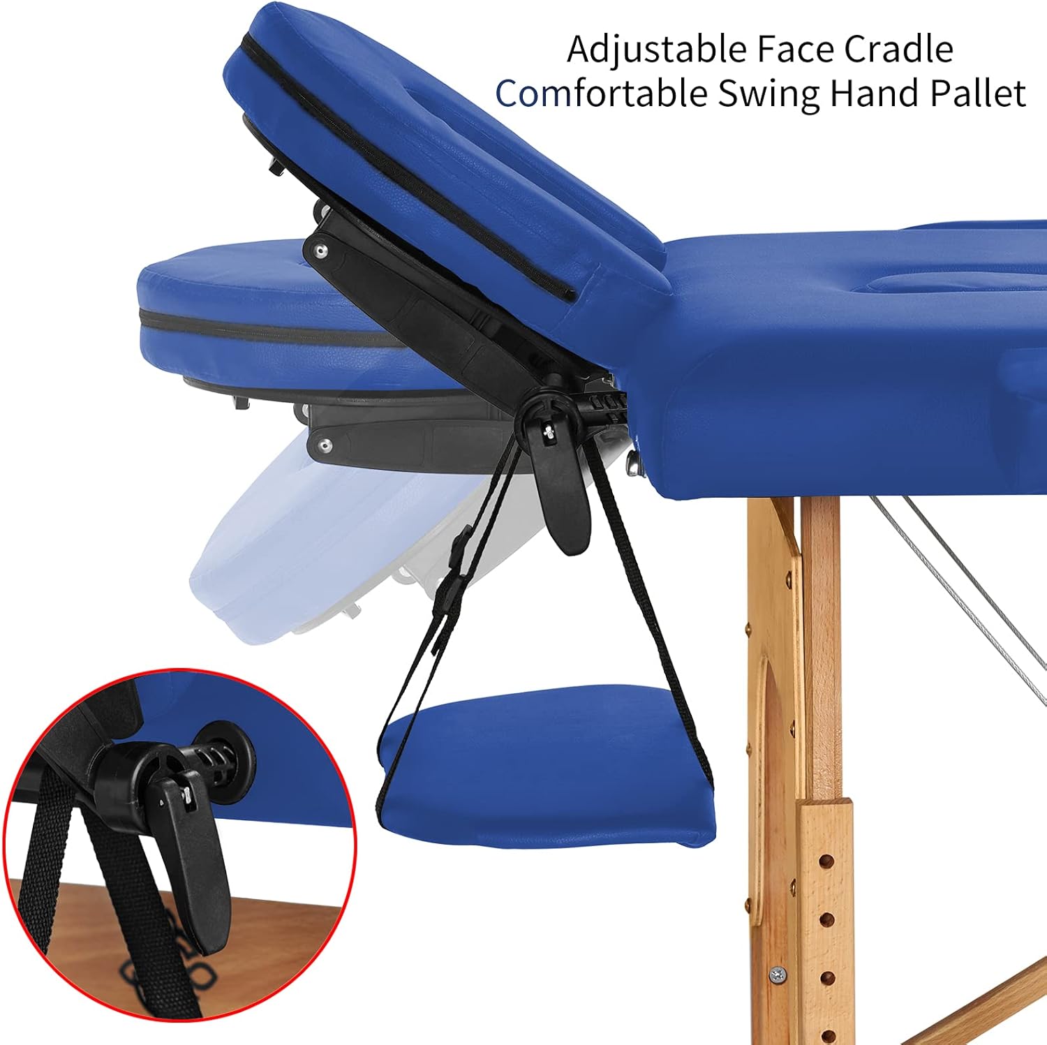 ZEENA Portable Massage Table - Lightweight Therapy Salon Bed For Massage, Physio, Facials, & Reiki At Spa or At Home, Foldable, Sturdy & Adjustable With Face Cradle & Height Adjustable Headrest (Blue) : Beauty & Personal Care