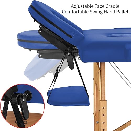 Miniatura 6 de ZEENA Mesa de masaje portátil – Cama de salón de terapia ligera para masajes, fisioterapia, tratamientos faciales y reiki en el spa o en casa