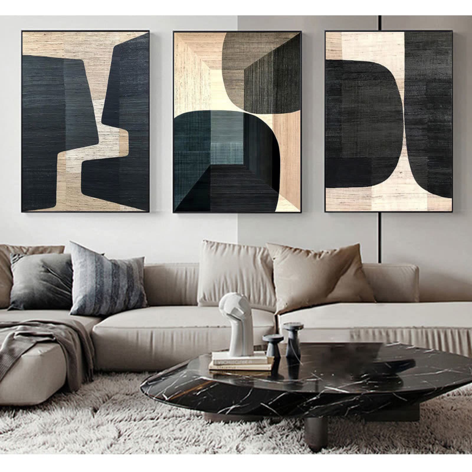 GSHRED Abstract Colors Picture Combination Canvaspaintings Brown Wall Art Modern Pictures Living Room Office Decor Frameless 50×70cm×3pcs