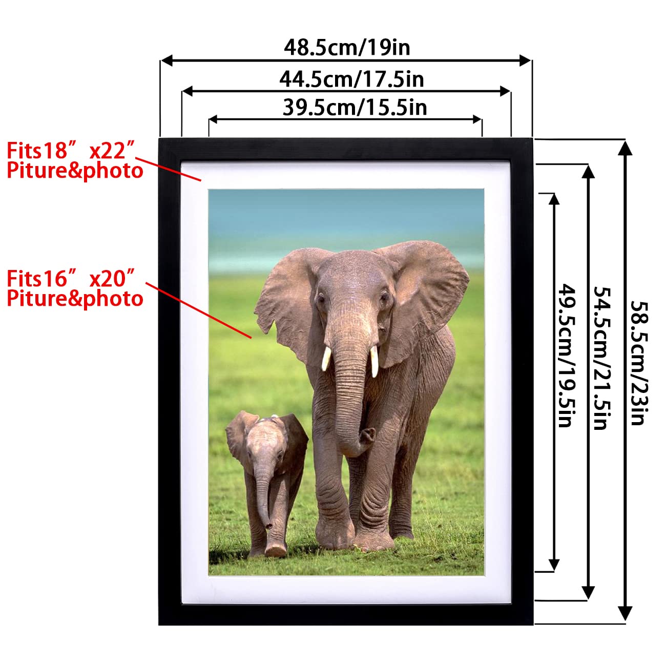 Giftgarden - Lot De 8 Cadres Photo Noirs Avec Passe-partout Pour Photo 20 X 25 Cm à Suspendre Au Mur Ou à Poser Sur Table