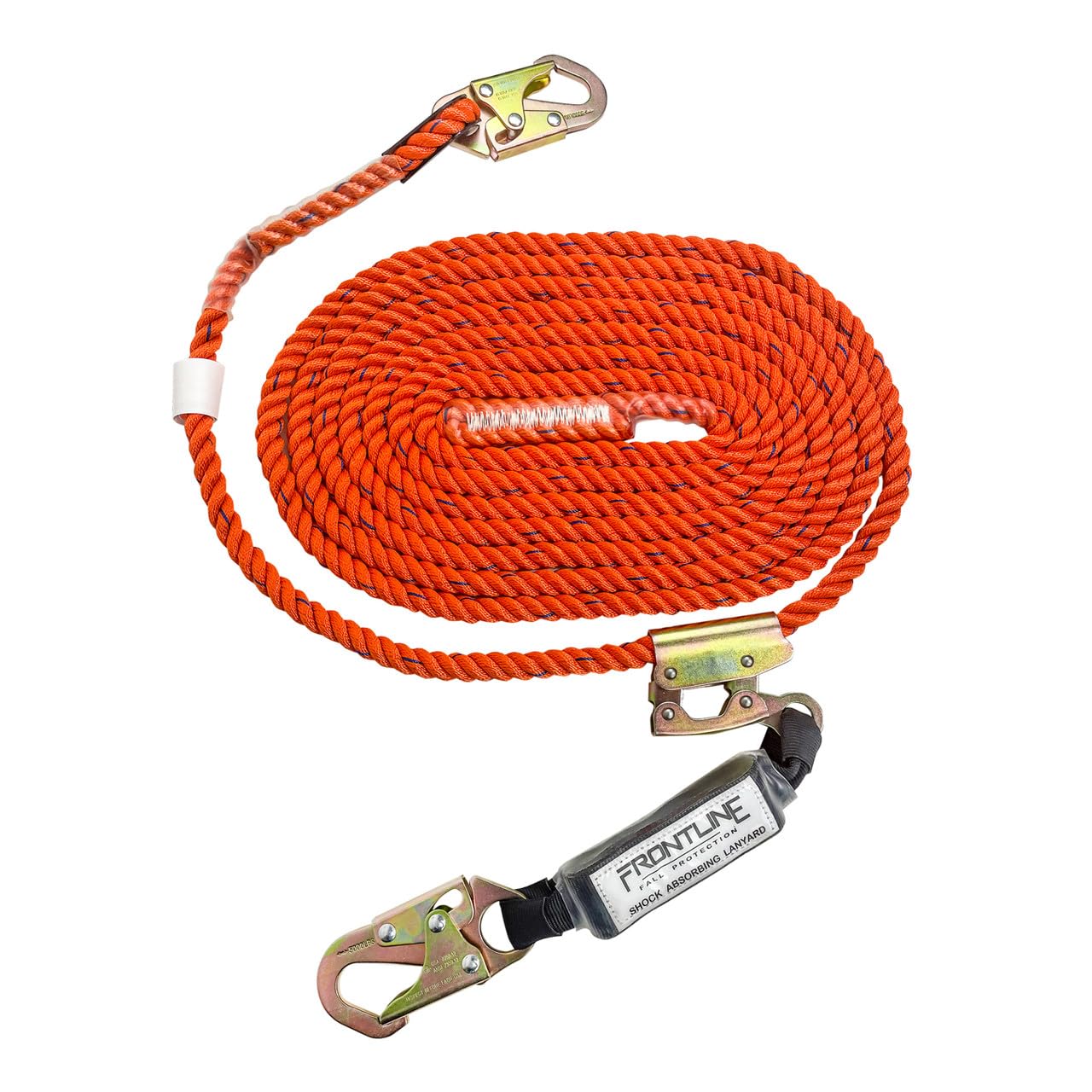Frontline VLP50R3L Premium Vertical Lifeline with Openable Rope Grab 50' and Shock Pack | High Tenacity Polyester Material | Double Locking Closing Mechanism | OSHA & ANSI Compliant