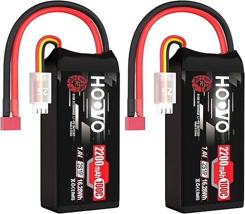 HOOVO 2S Shorty Lipo Battery 2200mAh 100C 7.4V RC Lipo Batería con conector T para FPV Racing Drone RC Avión Helicóptero Quadcopter Car-2 Pack