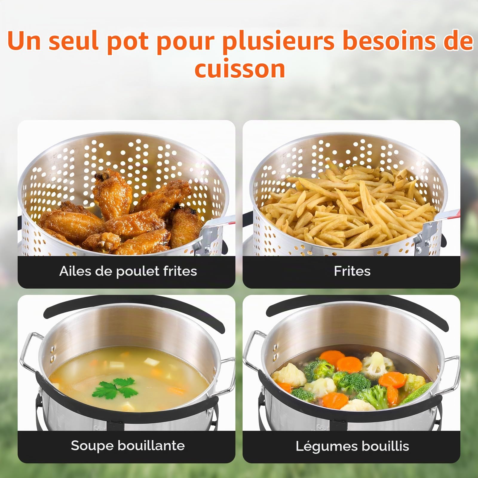 VEVOR Friteuse à poisson et ailes 9,35 l, kit de friteuse au propane en aluminium, friteuse extérieure pour fruits de mer avec thermomètre, passoire et brûleurs au propane 54000 BTU pour patio camping