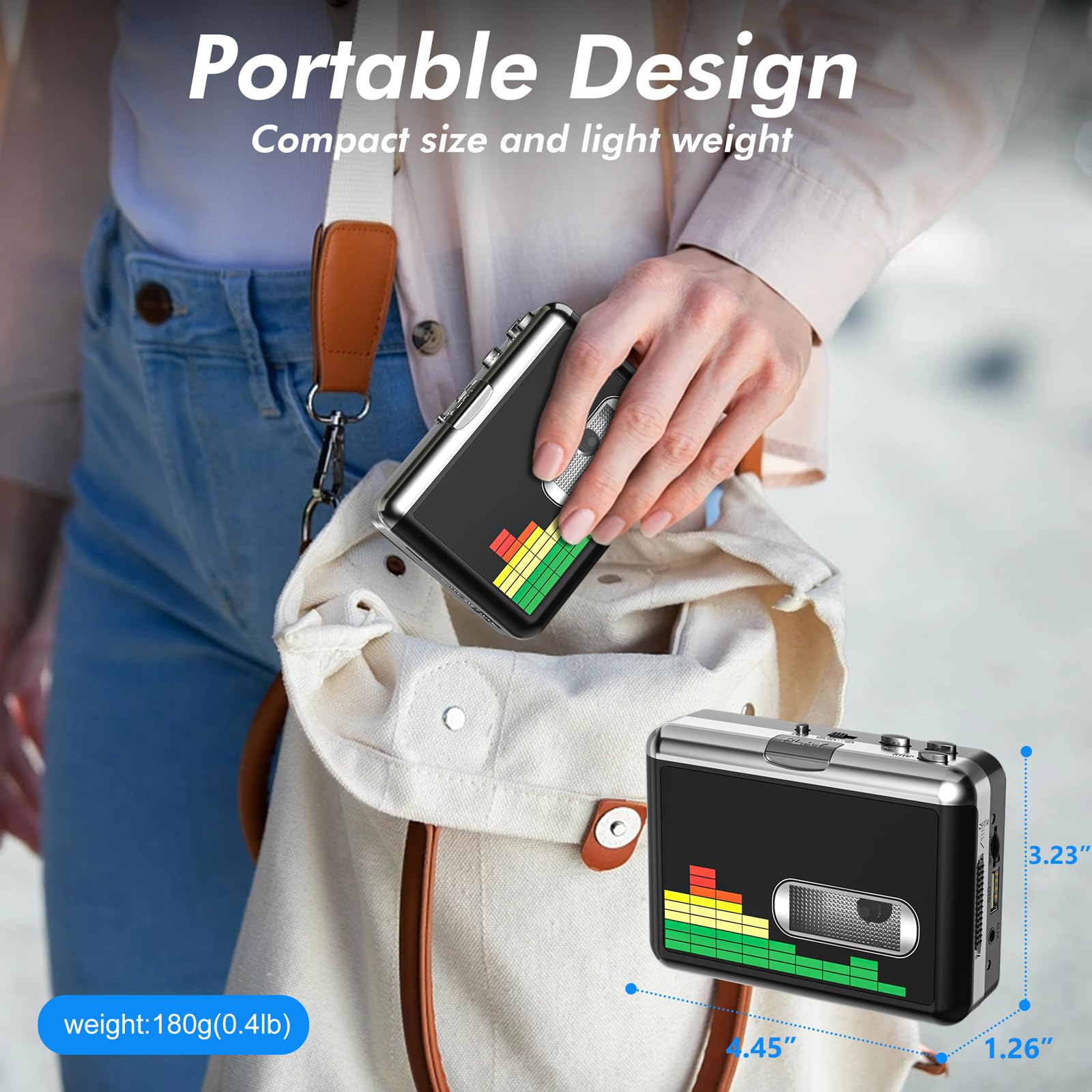 Lettore cassette USB convertitore MP3 portatile con cuffie