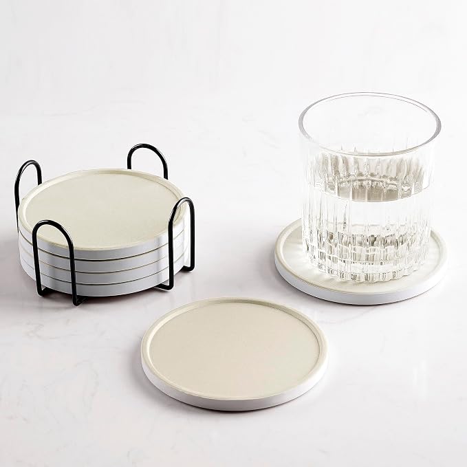Beige Coasters with Holder
