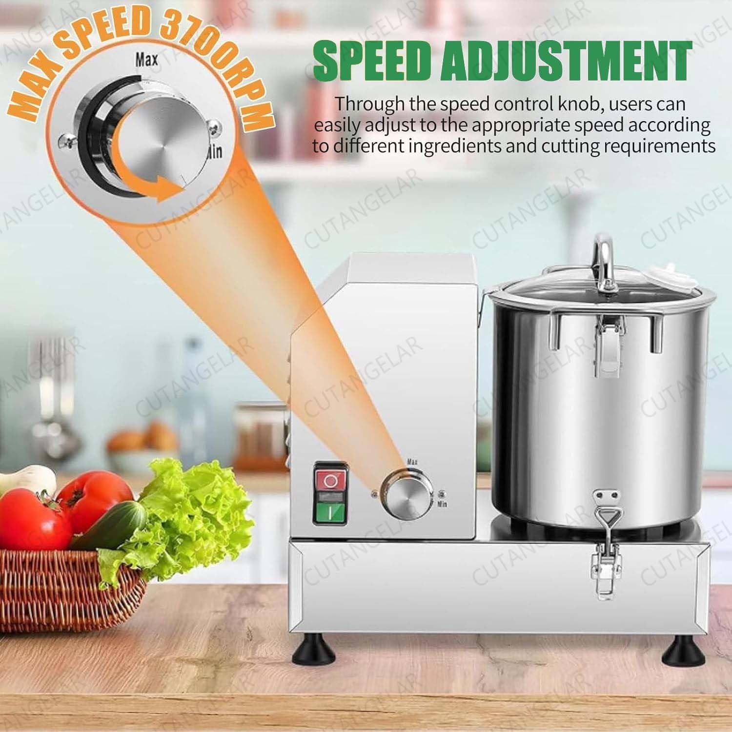 Picadora de Carne Comercial, Procesador Multifuncional. Características con 1800W de Potencia y Tapa de Seguridad Transparente. Maneja Varios Alimentos Incluyendo Cacahuetes y Granos(15L)