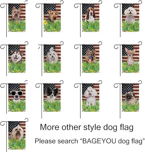 Miniatura 5 de BAGEYOU Bandera de jardín con bonito diseño de cachorro, Shih Tzu, con diseño de perro y mascota, bandera de Estados Unidos, flores silvestres,
