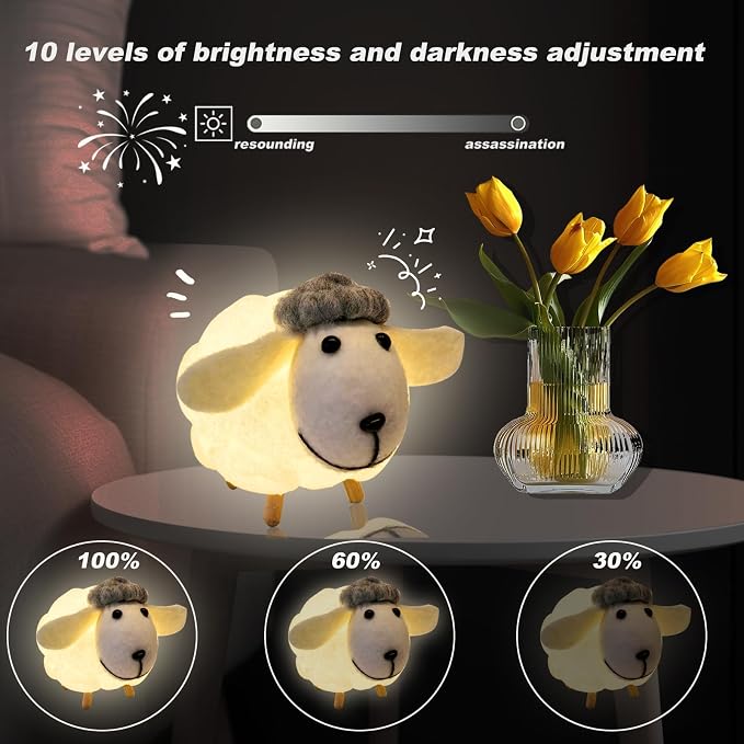 Lámpara de mesa cordero 3D LED blanca para noche miniatura 4