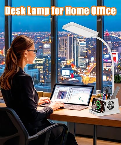 Miniatura 7 de cozoo Lámpara de escritorio, lámparas de escritorio LED para oficina en casa con cargador inalámbrico de 15 W, lámpara de escritorio para dormitorio