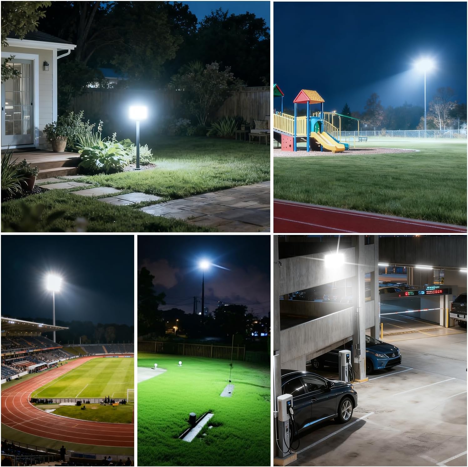 100W Flood Lights Outdoor, 15000lm Bright LED Work Light with Plug, 5000K Daylight White Outdoor Lights, IP65 Waterproof Security Lights for Yard Garage Stadium Playground 2 Pack AC100-120V Voltage