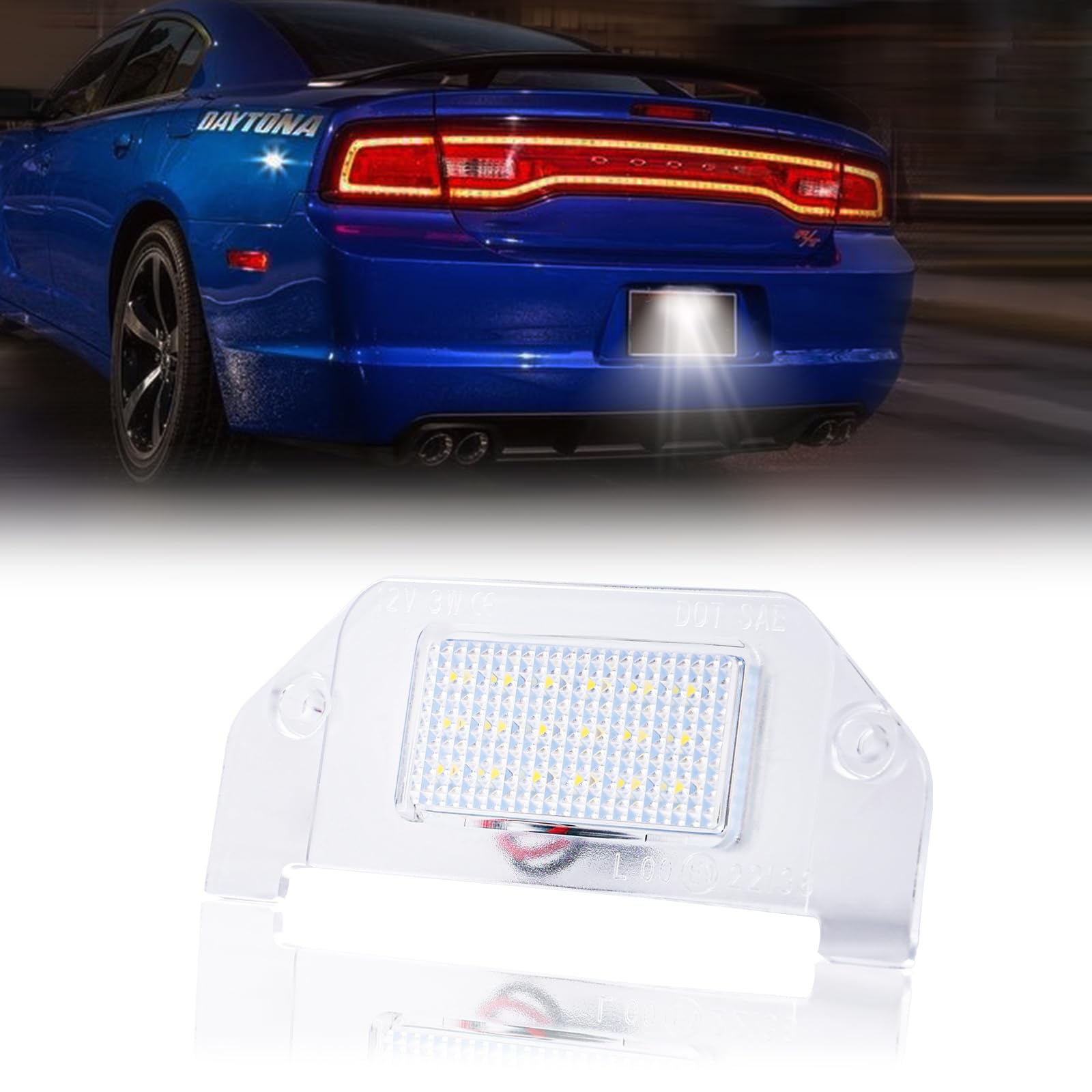 DERMOKA LED License Plate Light For 2006-2014 Dodge Charger Challenger Avenger Magnum Dart Tag Lamp Assembly, 6000K White 1PCS
