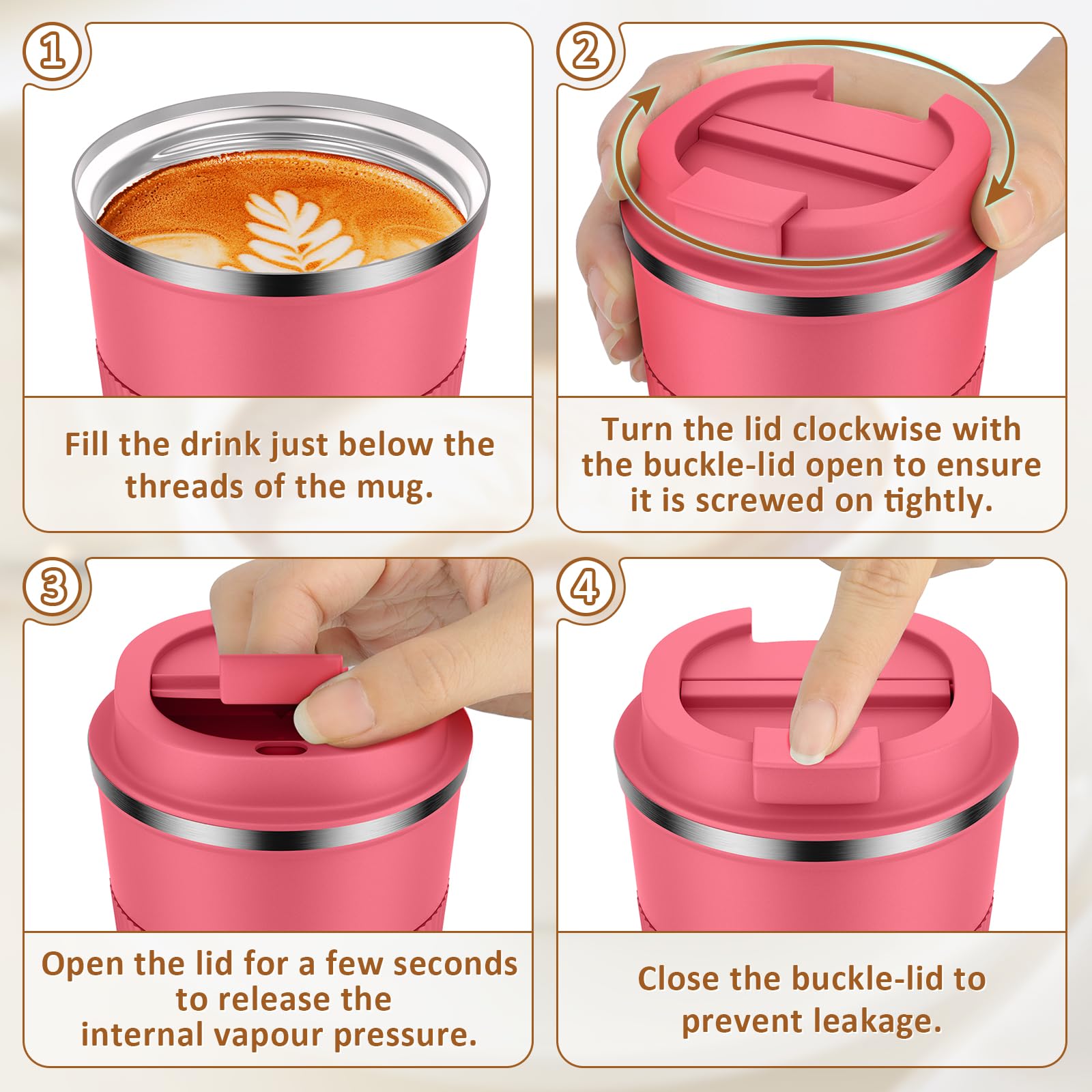 MOMSIV Coffee Cup, Insulated Coffee Cup with Leakproof Lid - Image 4