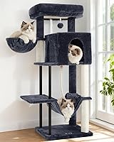 Gitelnour 43.3" Cat Tree Tower for Small Cats & Kittens - Sturdy Steel Frame, Hammock, Condo, Scratching Post GCT004SG Smoky Gray
