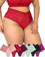 Kit 5 Calcinhas Plus Size Microfibra e renda Poliamida com Renda Lingerie Feminina Cintura Alta