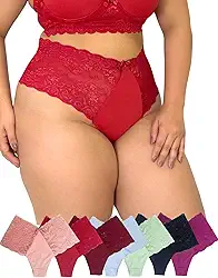 Kit 5 Calcinhas Plus Size Microfibra e renda Poliamida com Renda Lingerie Feminina Cintura Alta