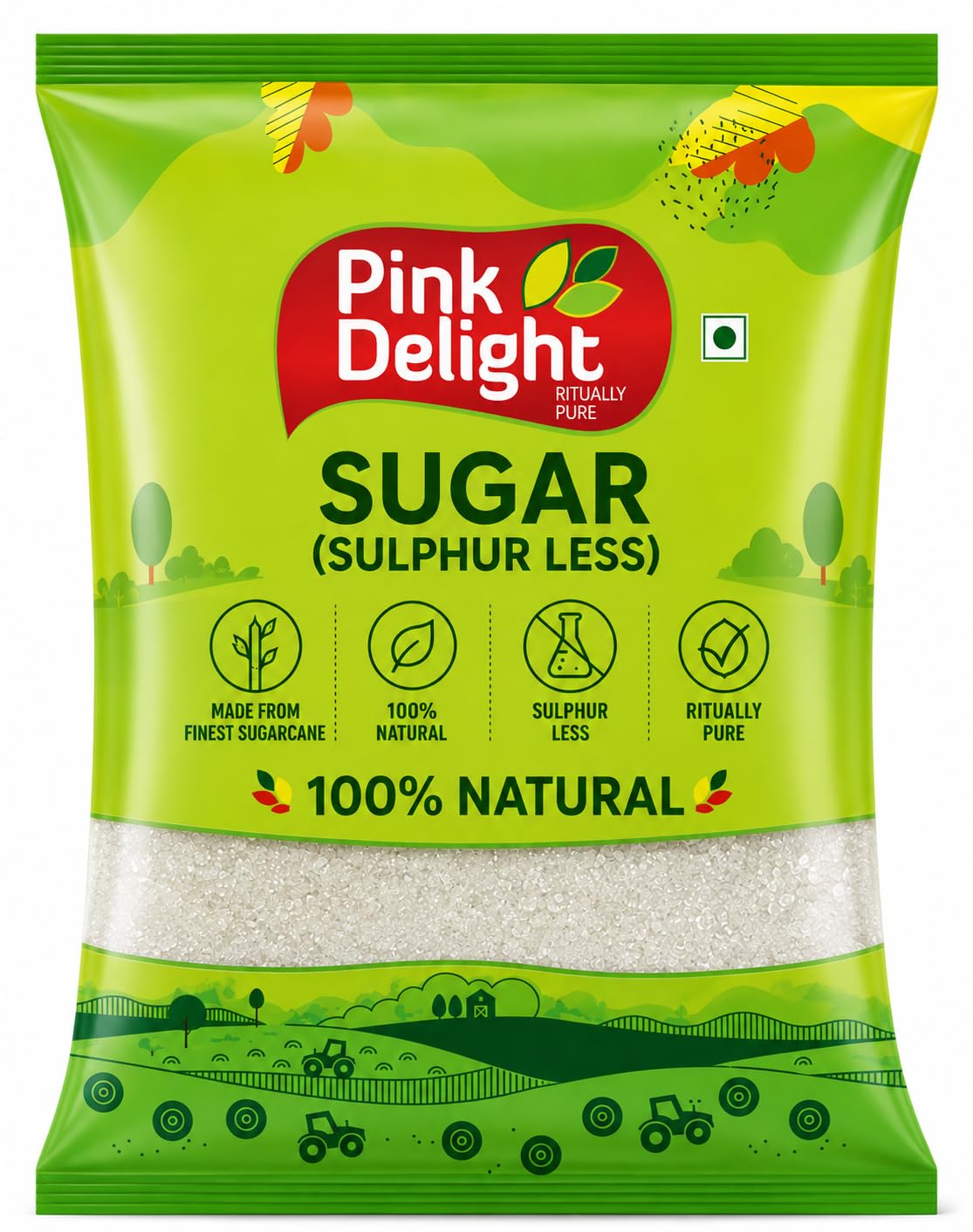 Pink Delight Sulphur Less Sugar 1kg | Triple Refined White Crystal