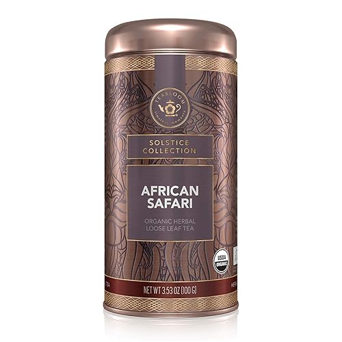 Miniatura 4 de Teabloom Té de hierbas orgánico, té de hojas sueltas de safari africano, mezcla de rooibos dulces con sabores de bayas y vainilla, orgánico