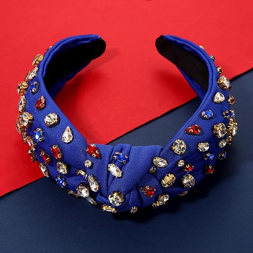 Vista 149 de NVENF Diademas anudadas con diamantes de imitación para mujer, diademas con cuentas de cristal, diadema con nudo superior, diademas de moda
