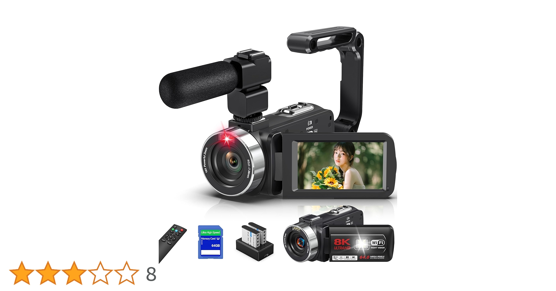 ビデオカメラ 8K YouTubeカメラ Amazon | ビデオカメラ 8K YouTubeカメラ6400万画素WIFI機能