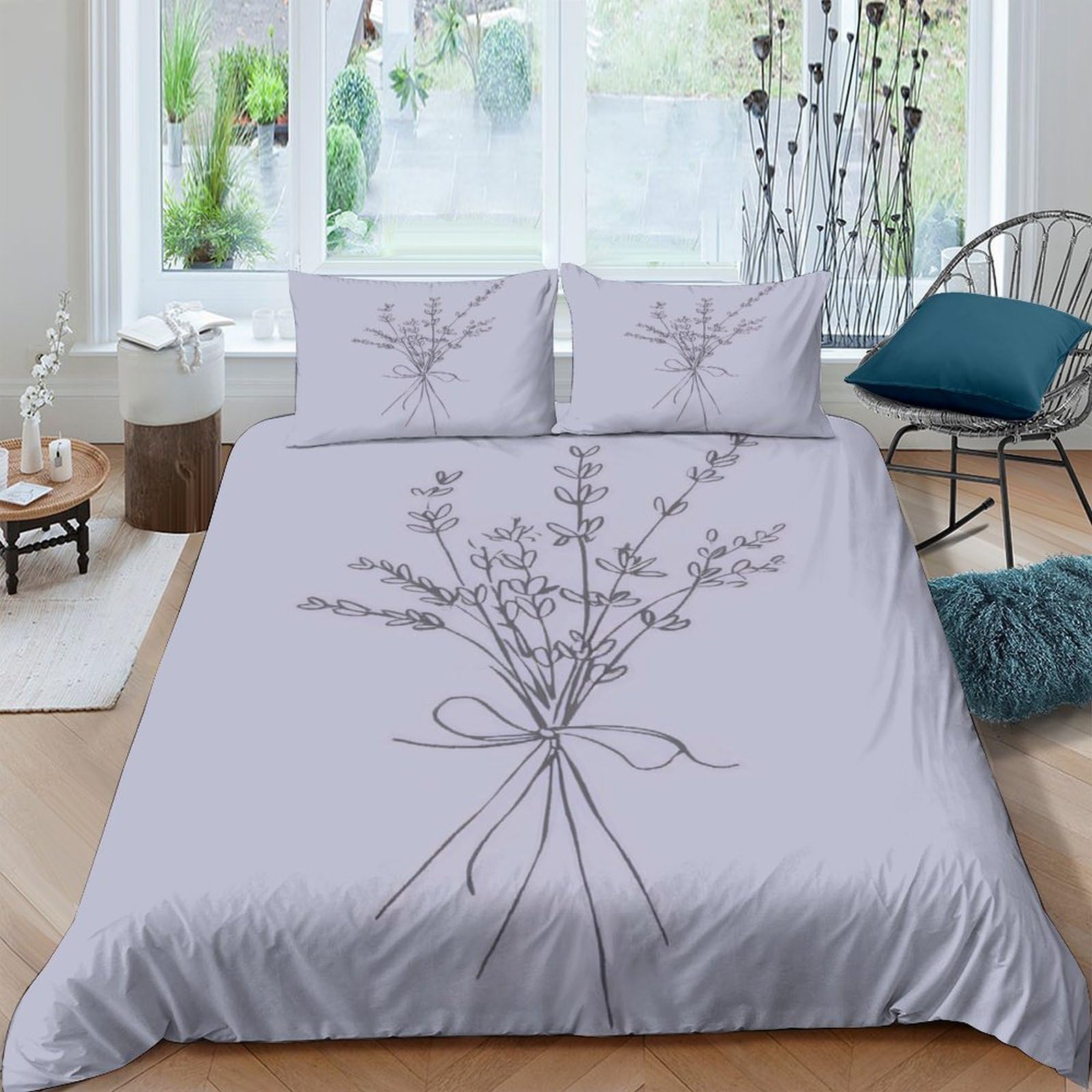 Ctjqhvkz Style-6 3D Printed Lavender Floral Fitted Sheet Microfiber Soft Anti-Slip Plant Bouquet Mattress Cover For Bedroom Guest Room Decor Single（135X200cm）