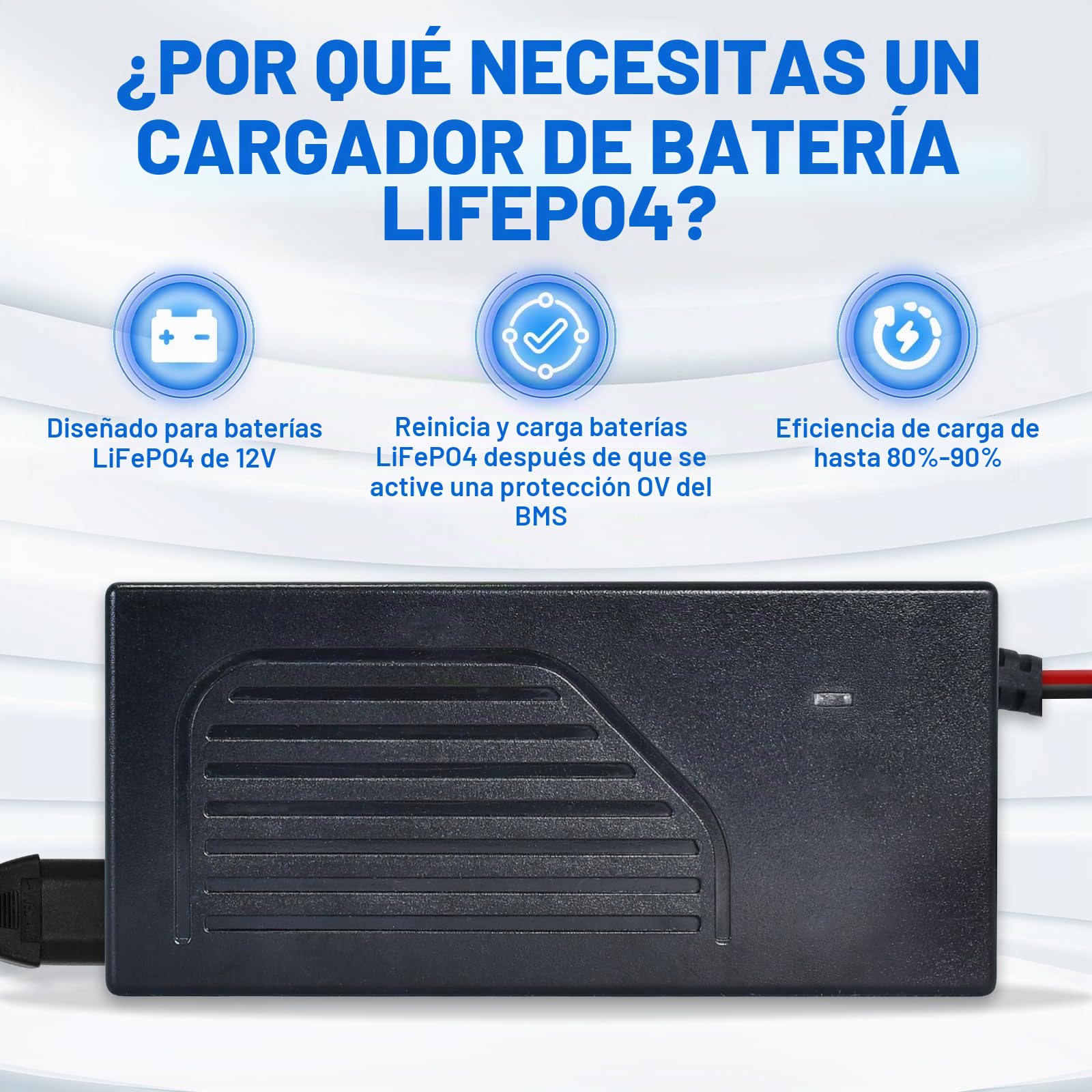 DCHOUSE Cargador de batería de litio automático inteligente de 4 A, 12 V, especialmente diseñado para baterías LiFePO4 de 12,8 V