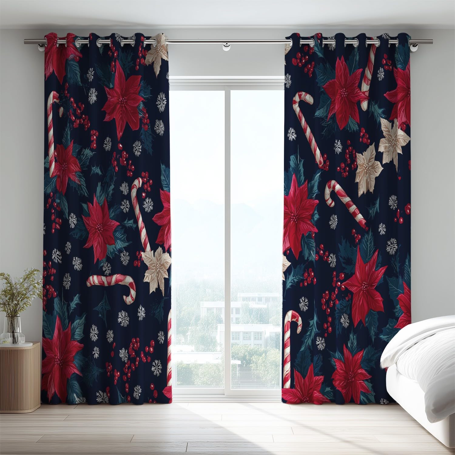 Generico Niebieska prosta zasłona izolacyjna z mikrofibry elegancka dźwiękoszczelna miękka świąteczna zasłona do pokoju dziecięcego 117 cm x 137 cm (2 panele)