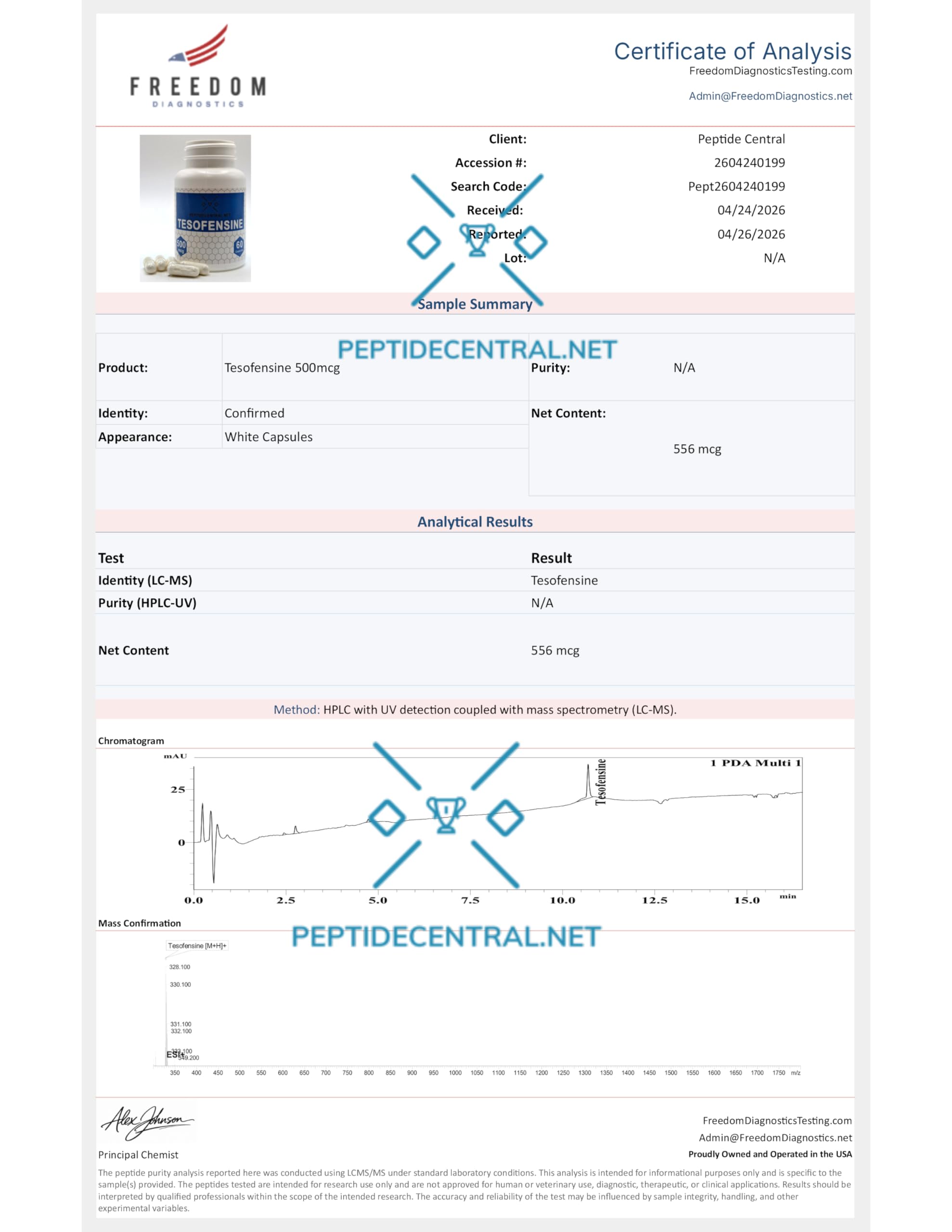 Amazon.com: TESOFENSINE 500MCG 60 Capsules (3RD Party Tested) : Health &  Household
