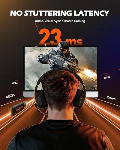 NUBWO Wireless Gaming Headset with Mic for Ps5 Ps4 PC, Zero Interference, 100-Hour Battery All-Day Play, 23ms Sync for Fortnite & Call of Duty/FPS Gamers, Triple Mode All Devices Compatible - Orange - 5