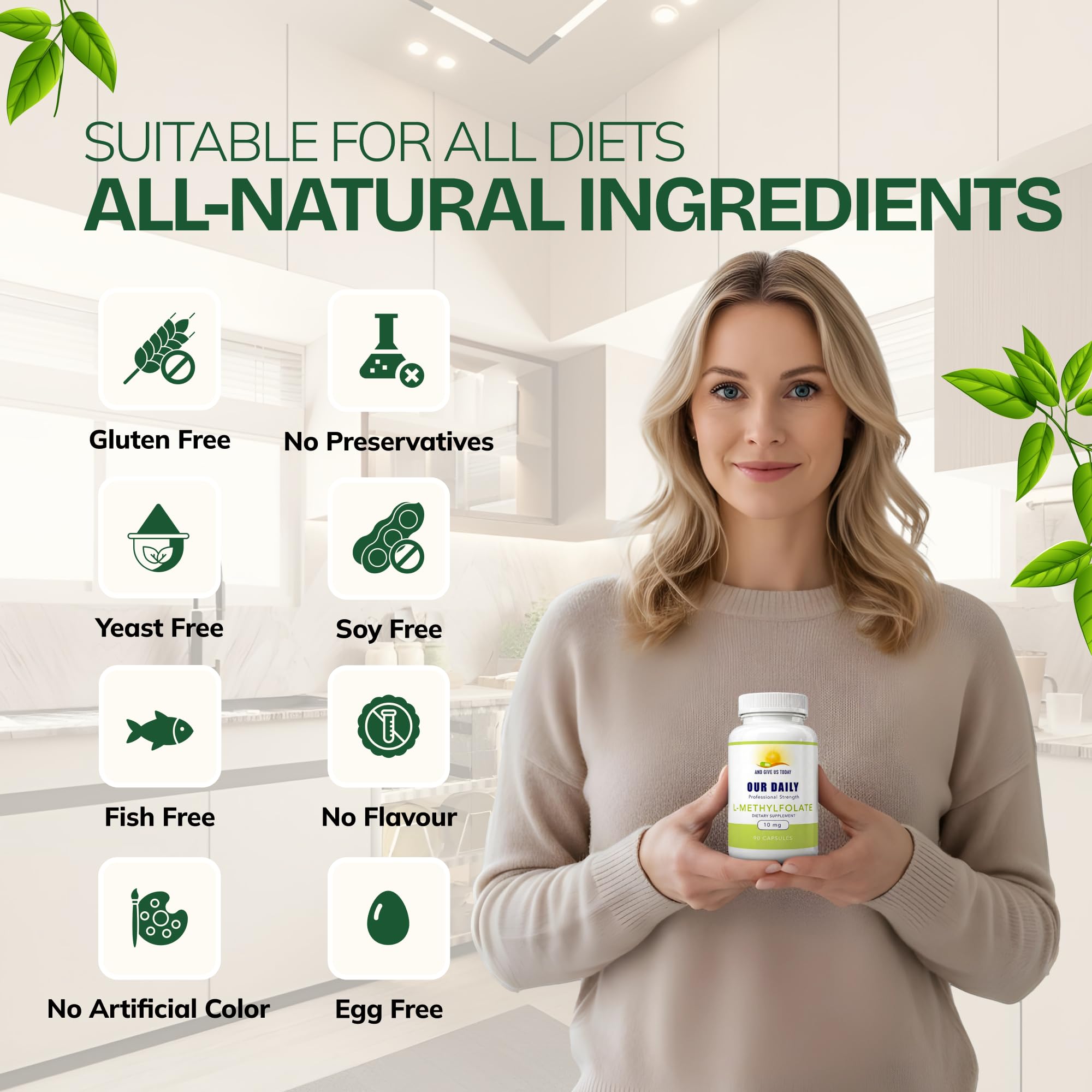 Our Daily Vites L-Methylfolate 10 mg Maximum Strength Active Folate, 5-MTHF, Filler Free, Gluten Free, Non-GMO, Vegetarian Capsules 90 Count (3 Month Supply) (90) — Amazon image 6