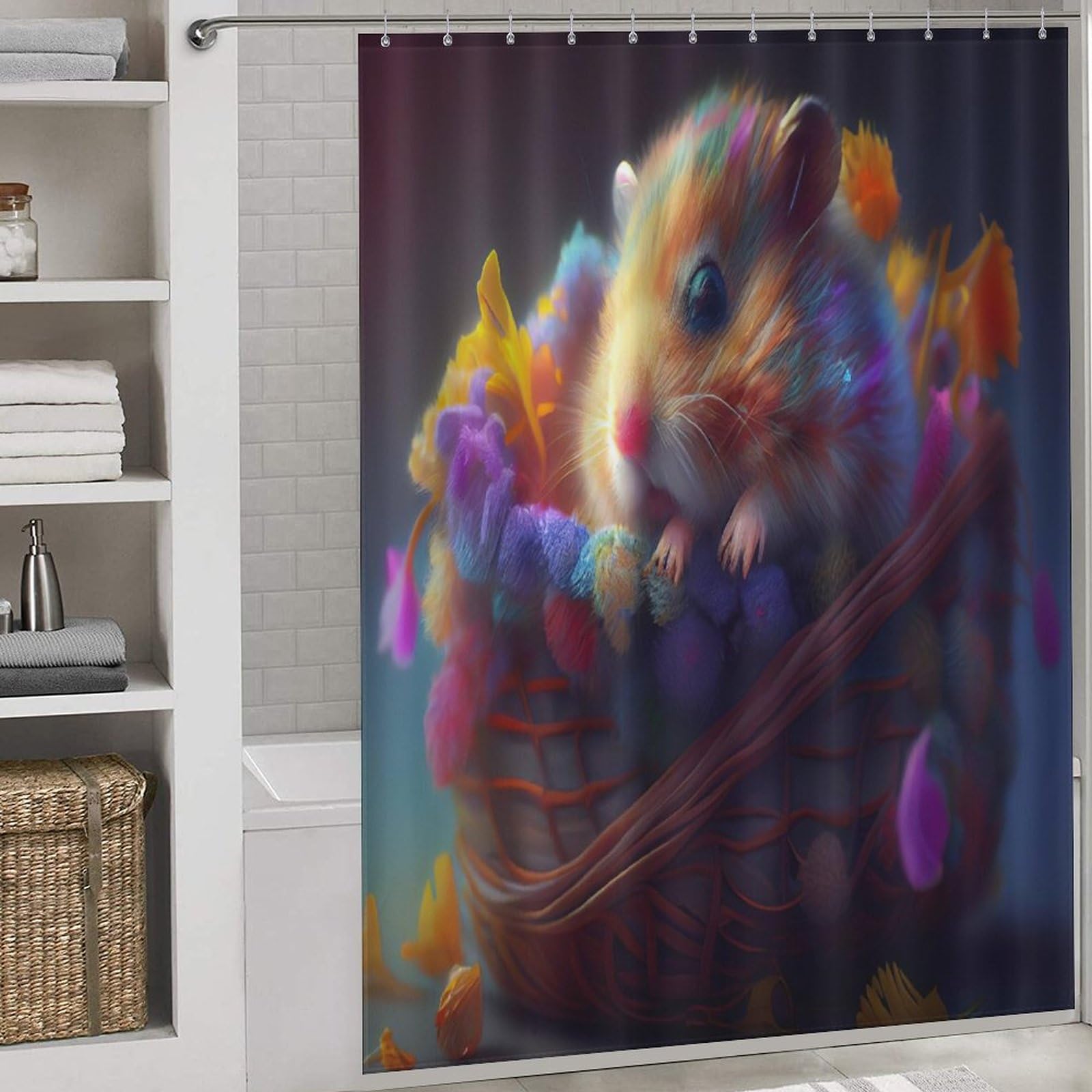 Rideau de douche hamster en tissu pour éliminer les éclaboussures de douche