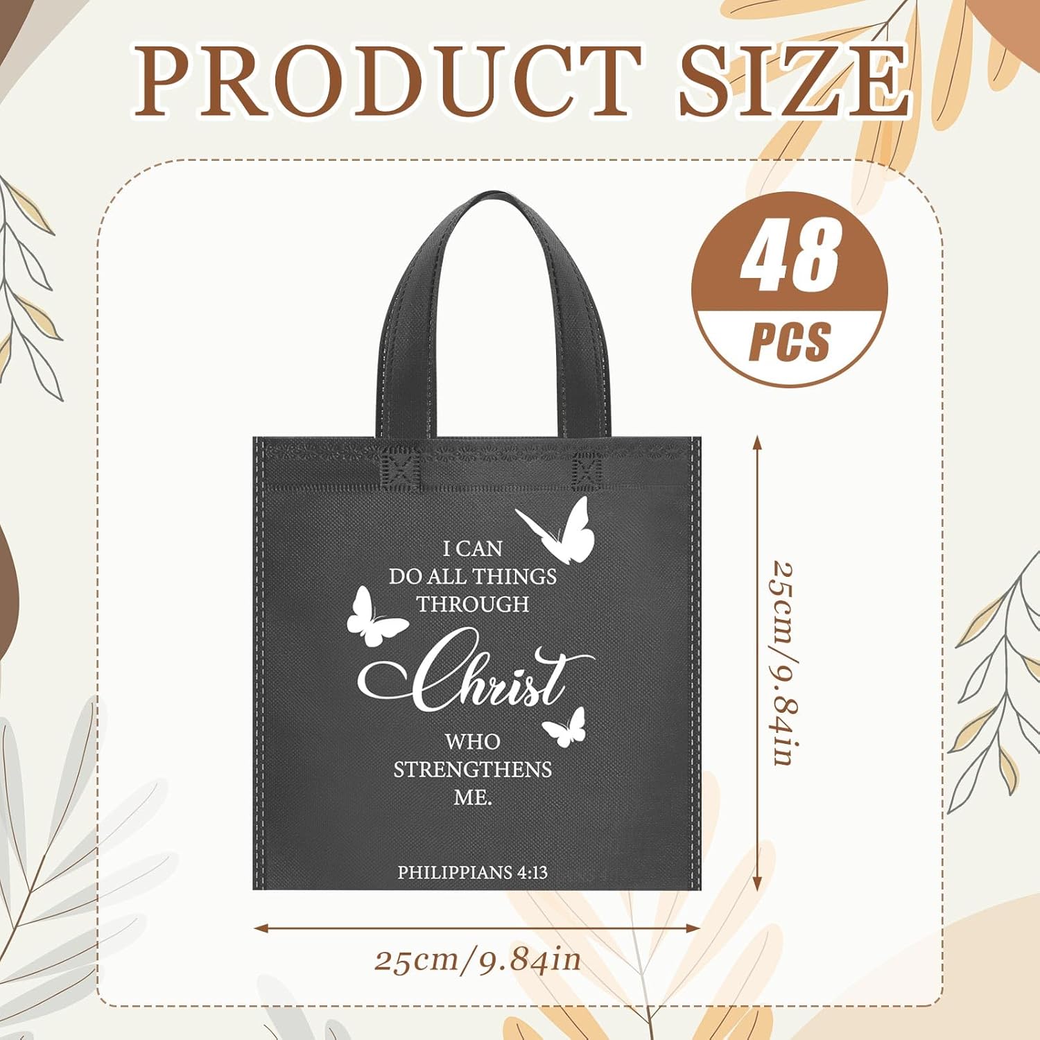 Sweetude 48 Pcs Christian Gift Bags Bulk Bible Verse Gift Bags for Women Religious Reusable Inspirational Christian Tote with Handle(Bible, Morandi) - Image 2