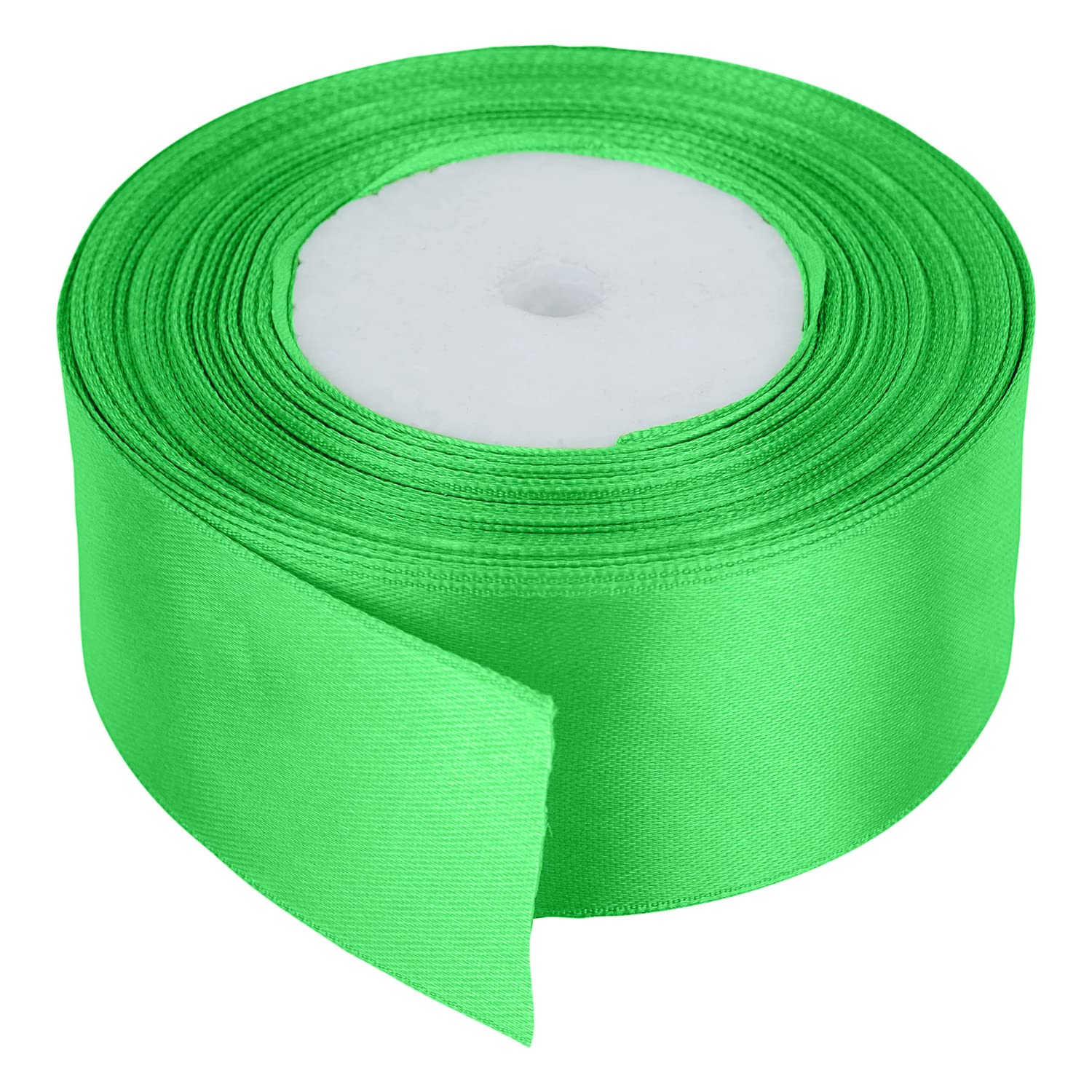 Trimming Shop Classic Green Ribbon Roll - 50mm x 25 Metres - Double Sided Satin Brightly Coloured - 100% Polyester - for Gift Wrapping, Decorating, Arts and Craft - Machine Washable โ image 1