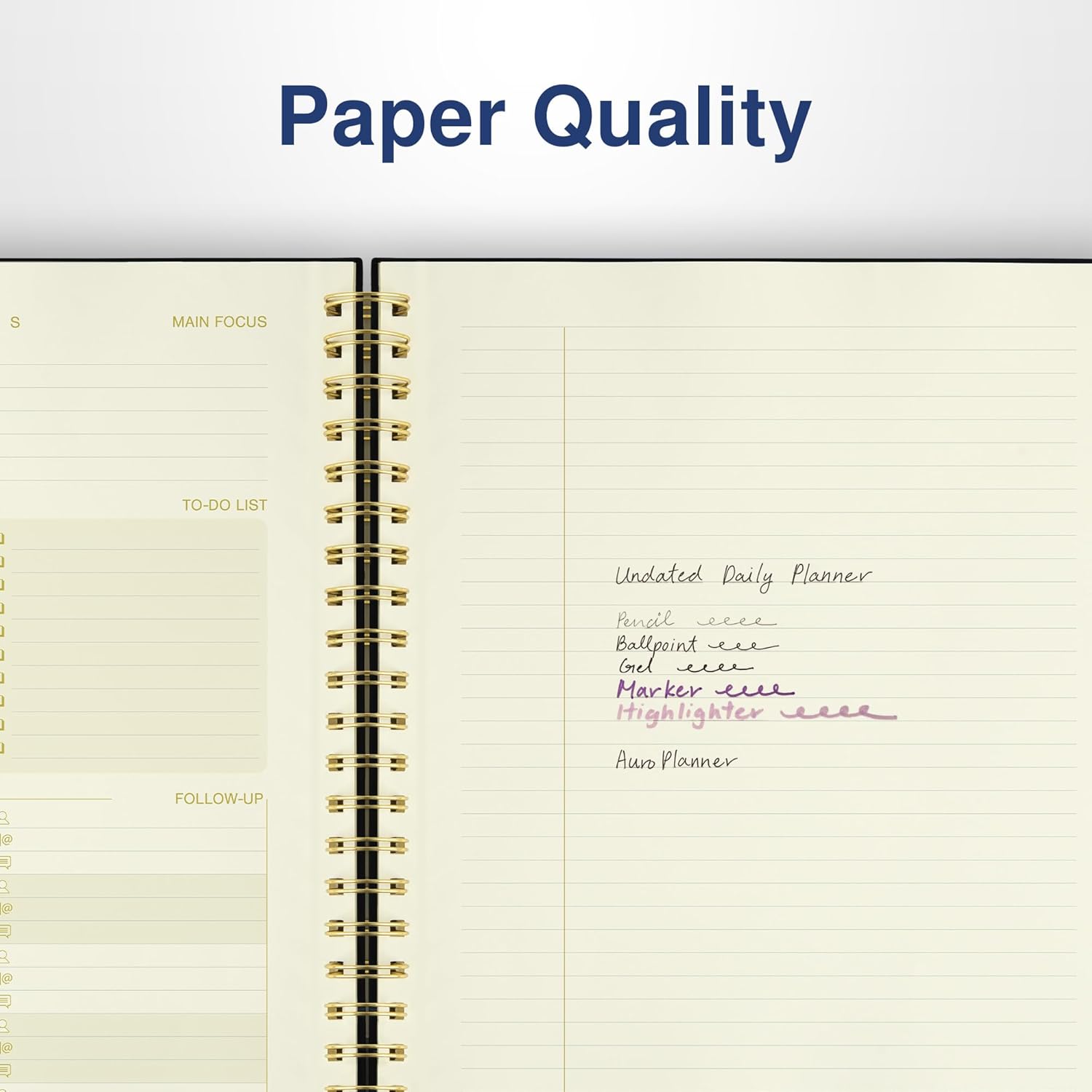 AuroPlanner Undated Daily Planner To Do List Hourly Schedule 2027 2026 2025 Calendar & Holiday Habit Tracker 180 Pages Letter Size 8.5" x 11" Sheets Hardcover Spiral Bound Notebook (Black)