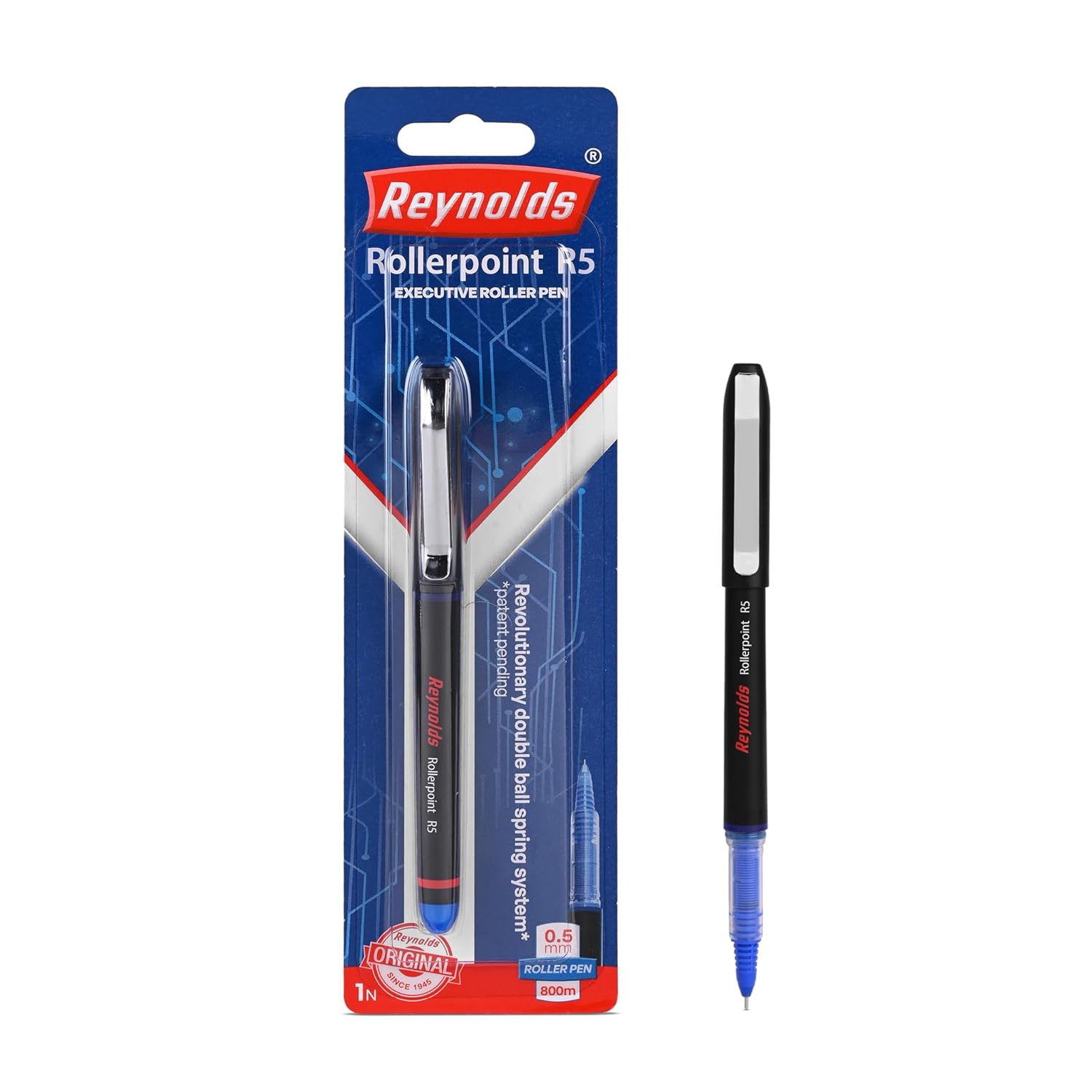 Reynolds ROLLER POINT Pen R5 3 CT Pouch BLUE Stylish Metal Clip