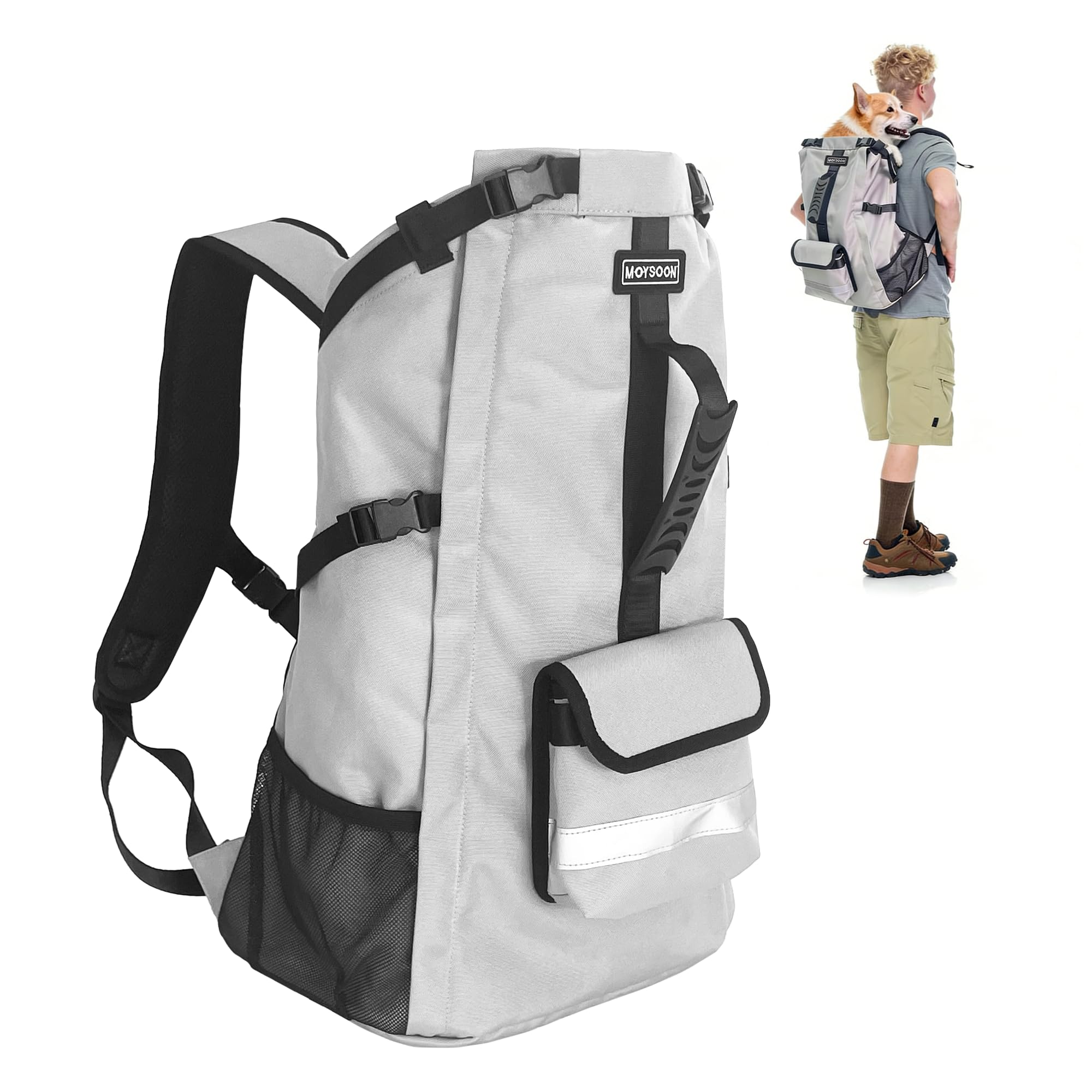 FoxFocus Dog Backpack Carrier Grey