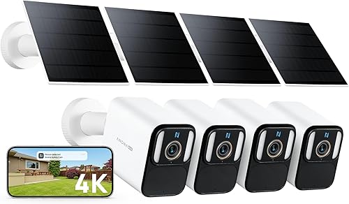 Miniatura 1 de Anona Aurora - Cámaras de seguridad solar 4K inalámbricas para exteriores, alimentación permanente con panel solar, visión nocturna a color de 8 MP,