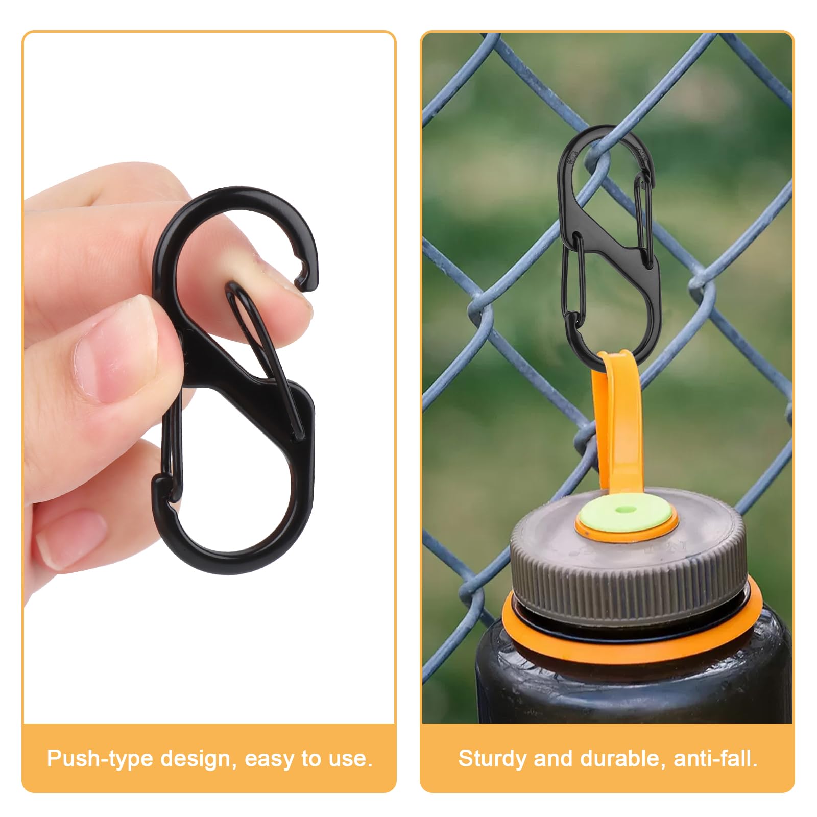 30 Moschettoni A S - 3/4/5cm, Nero, Lega Zinco, Per Outdoor E Casa - Foto 6