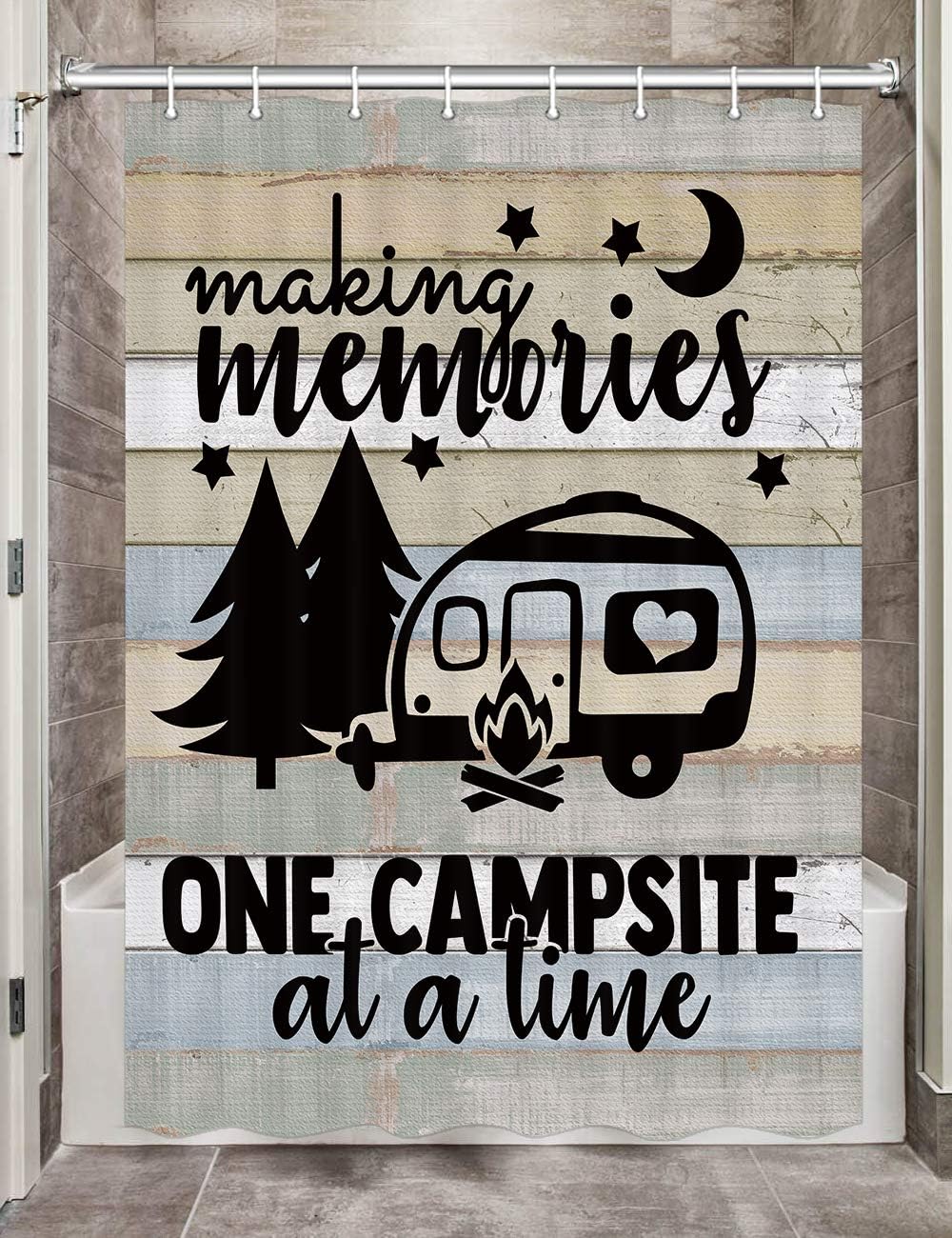 Camper RV Shower Curtains for Bathroom, Farmhouse Camping Fabric Shower Curtain
