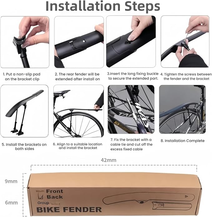 Guardabarros Ajustable para Bicicleta de Carretera y Montaña miniatura 5