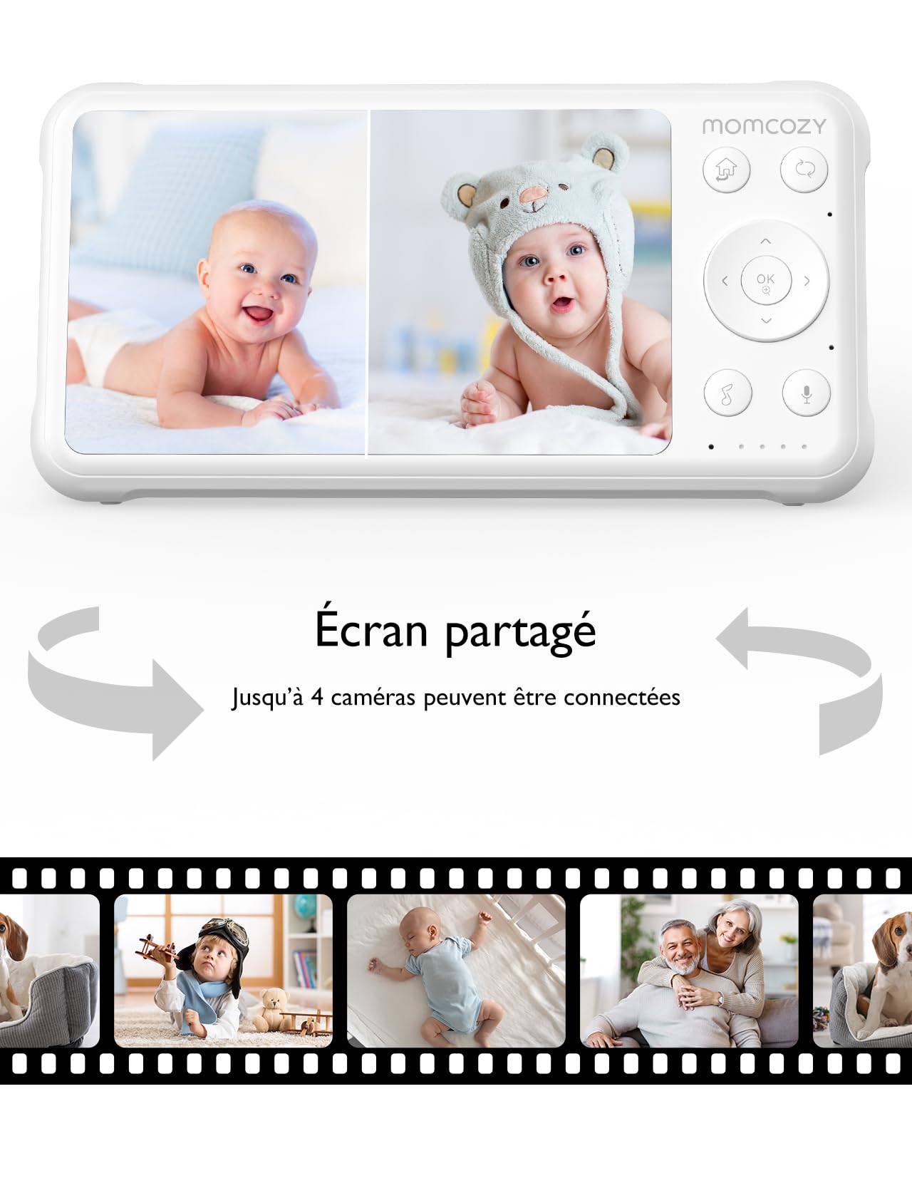 momcozy Babyphone avec caméra Écran 5 Pouces HD 1080P Moniteur bébé sans WLAN Batterie 5000 mAh Audio bidirectionnel Mode Vox IR Vision Nocturne Objectif Grand Angle Portée 960 Pieds BM01