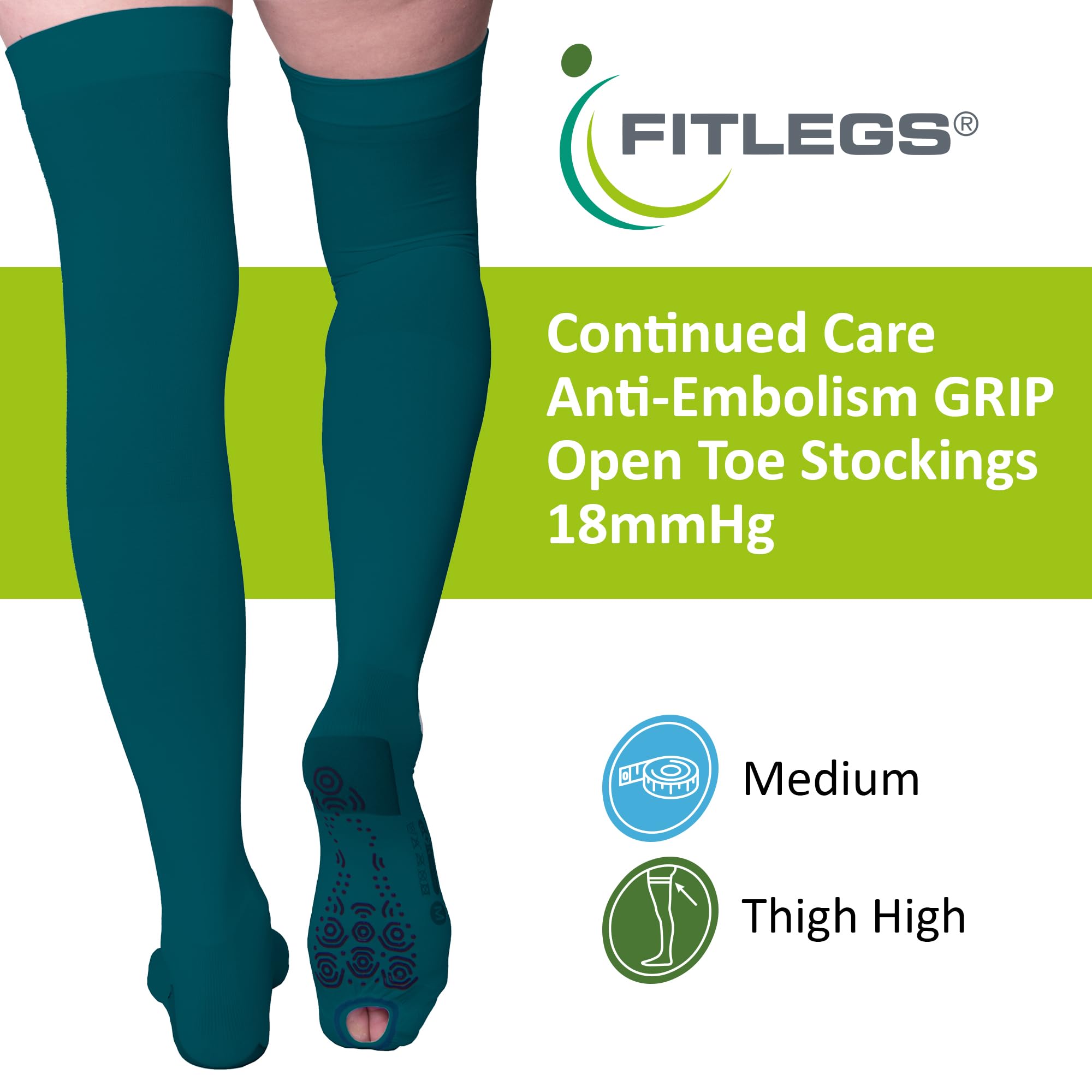 FITLEGS AES Grip, Thigh Length - Medium - Teal - Image 2