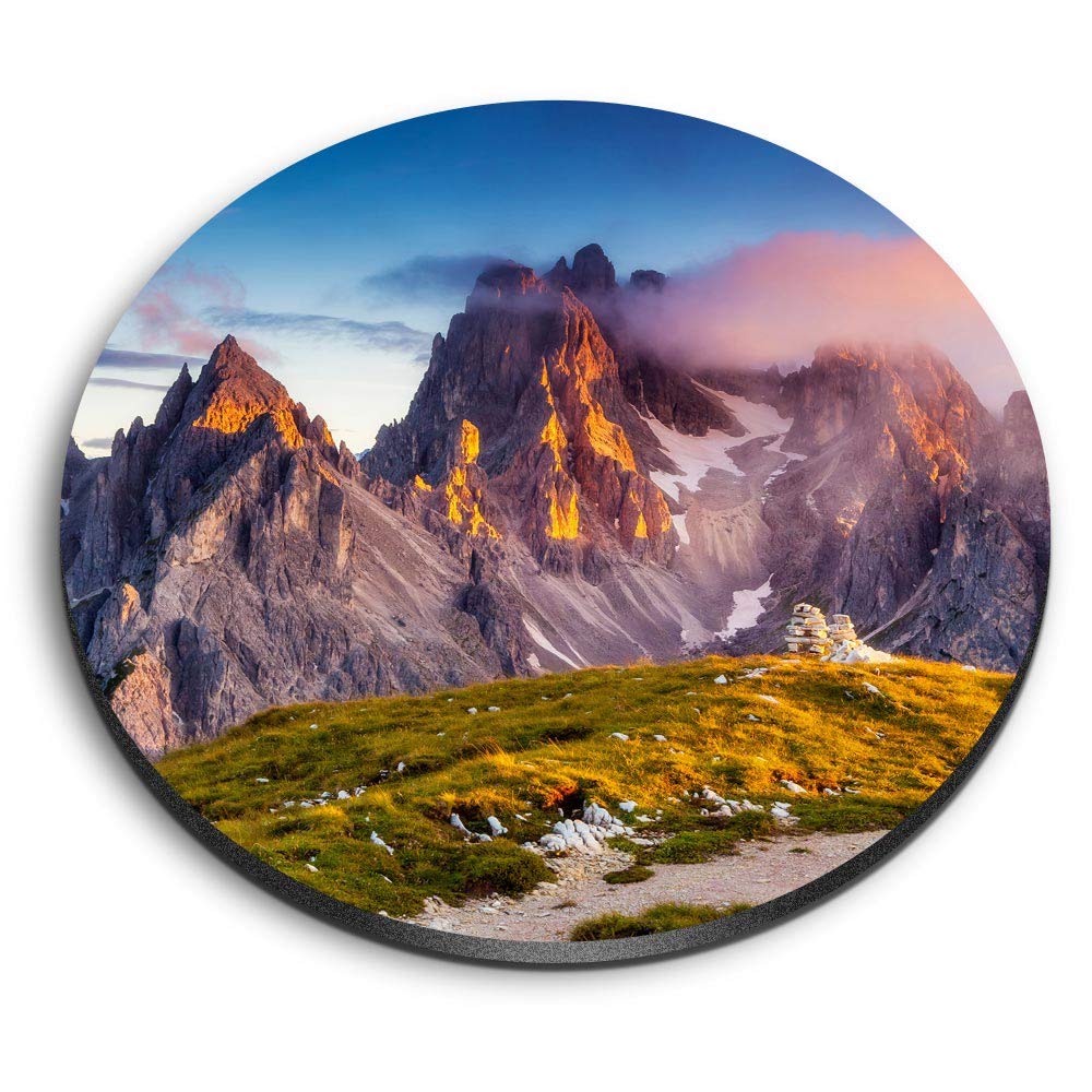 Destination Vinyl Ltd Multicolor 1 X Round Mdf Magnet - Dolomites Tyrol Italy 8917