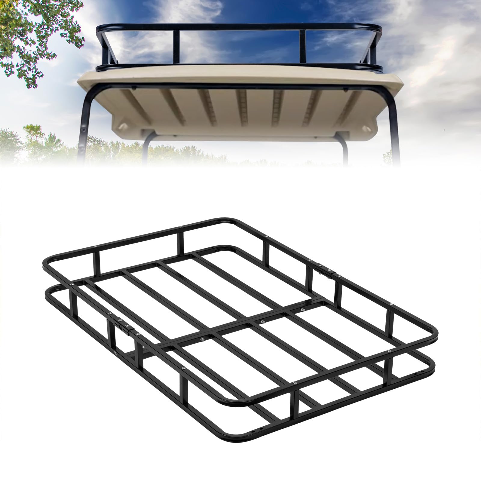 KEMIMOTO Golf Cart Roof Rack, Compatible with EZGO TXT 1994-2013 Luggage Holder Storage System, Golf Cart Accessories, Easy-to-Install, Rust &