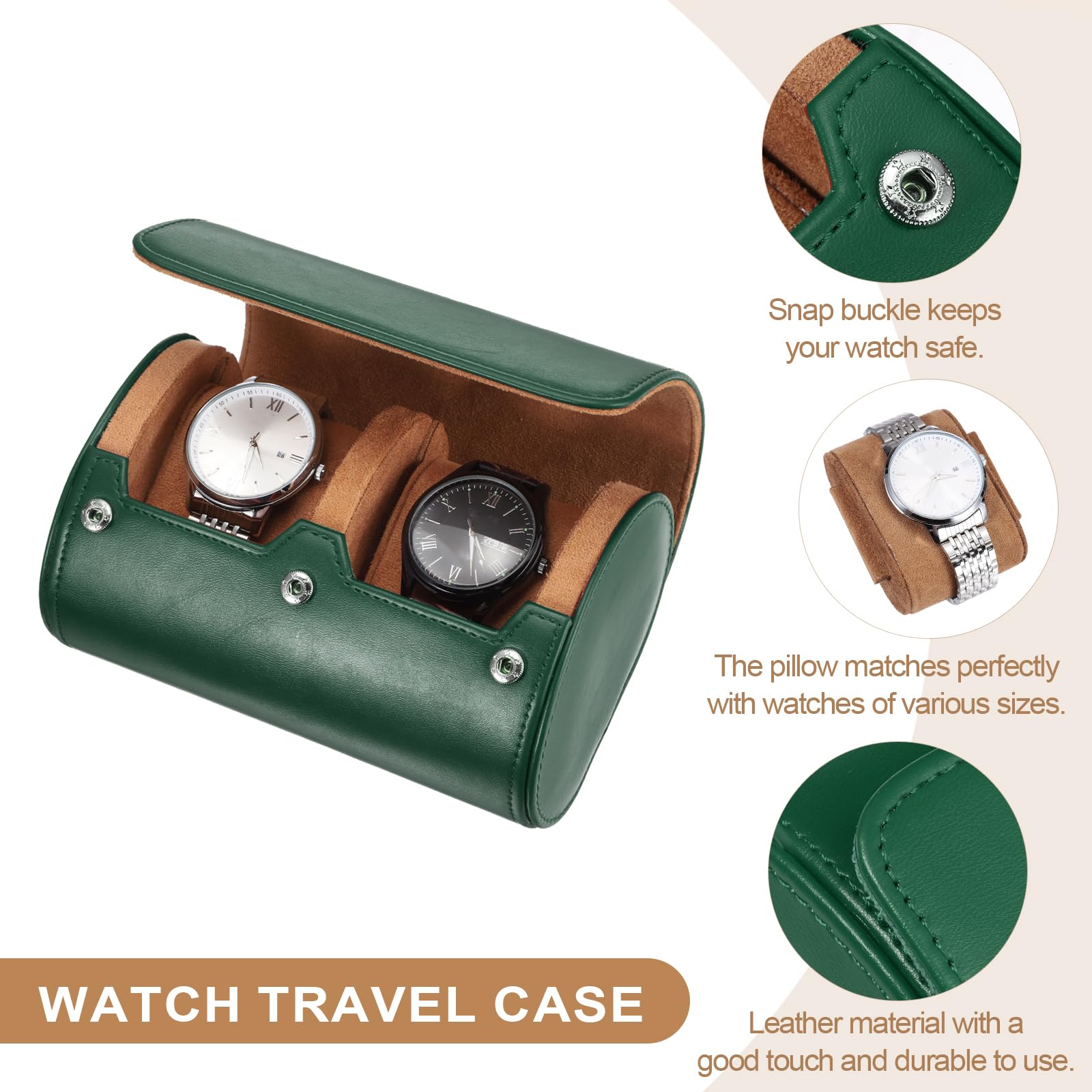 Custodia da viaggio per orologio da uomo in pelle, astuccio arrotolabile per orologio, scatola portaoggetti portatile per orologio, ideale per Natale, compleanno e anniversario, con 2 scomparti (ver