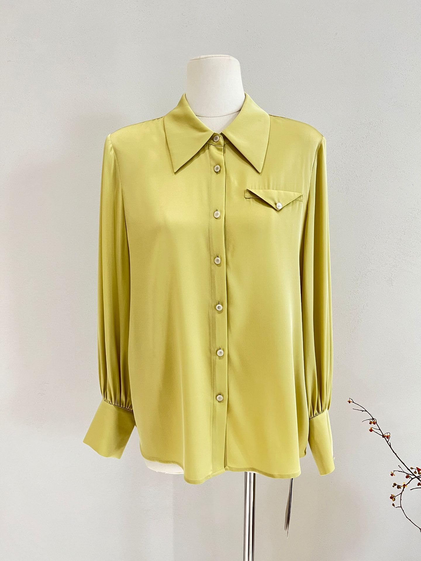 Donna Blusa da Ufficio in Seta Cr锚pe Stretch