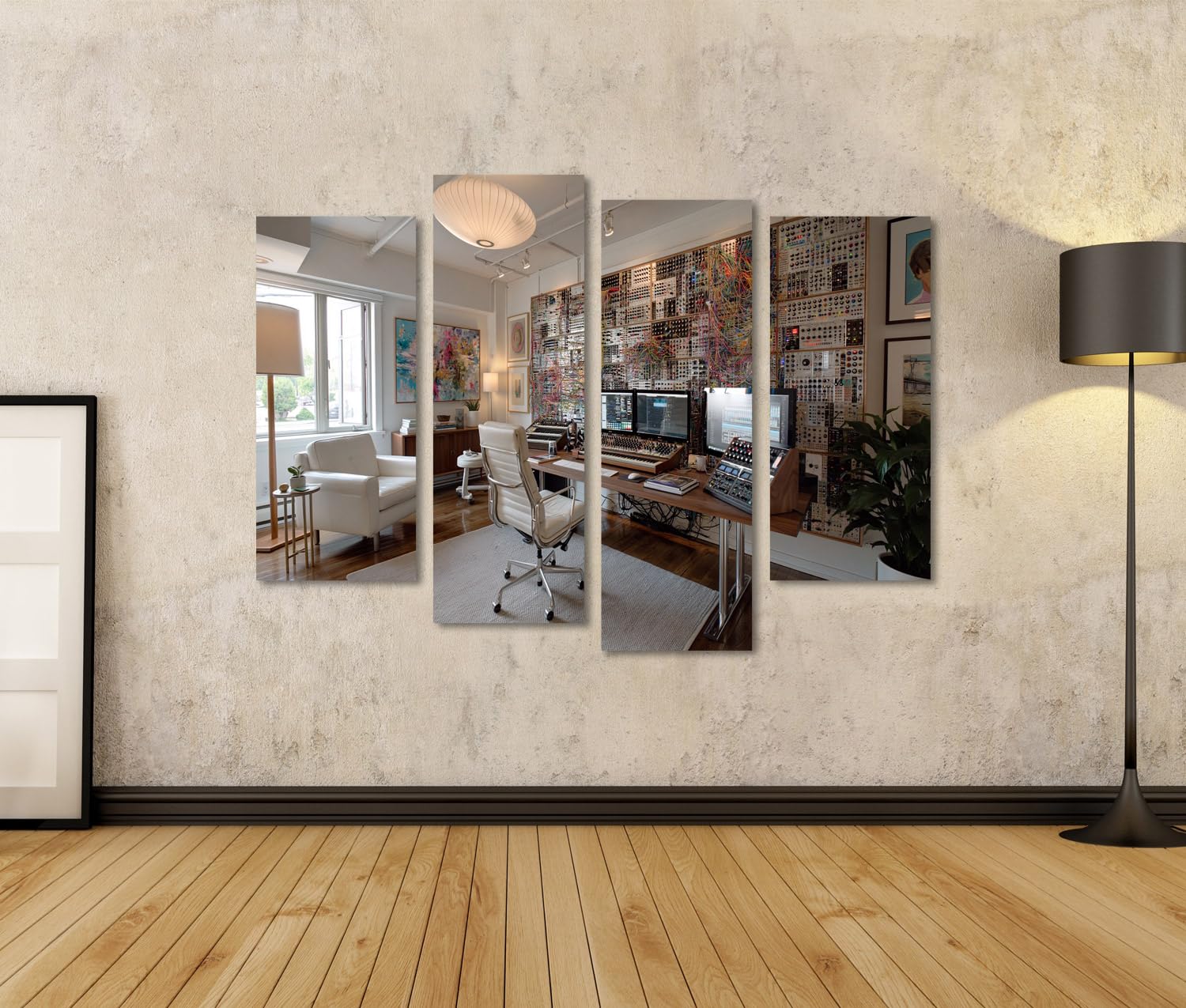 islandburner Quadro su tela Studio musicale ispiratore murale per l'ufficio degli amanti della musica, 4 pezzi